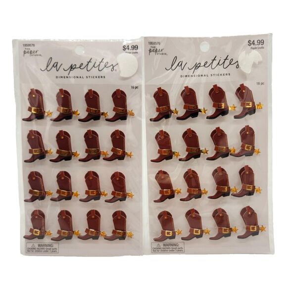 2 Packs La Petites Dimensional Stickers Cowboy Cowgirl Boots 3D Paper Studio NEW - Picture 1 of 2